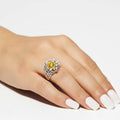 3.64 Ct Round Yellow Citrine and White Topaz Prong Silver Flower Ring by Fine Color Jewels