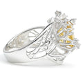 3.64 Ct Round Yellow Citrine and White Topaz Prong Silver Flower Ring by Fine Color Jewels