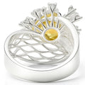 3.64 Ct Round Yellow Citrine and White Topaz Prong Silver Flower Ring by Fine Color Jewels