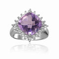 3.65 Ct Cushion Pink Amethyst Prong Silver Checkerboard Statement Ring by Fine Color Jewels