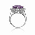 3.65 Ct Cushion Pink Amethyst Prong Silver Checkerboard Statement Ring by Fine Color Jewels