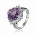 3.65 Ct Cushion Pink Amethyst Prong Silver Checkerboard Statement Ring by Fine Color Jewels