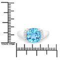 3.65 Ct Cushion Swiss Blue Topaz & Lab Diamond Prong Silver Cocktail Ring by Fine Color Jewels