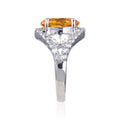 3.68 Ct Oval Yellow Citrine and White Topaz Prong Silver Statement Ring by Fine Color Jewels