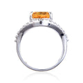 3.68 Ct Oval Yellow Citrine and White Topaz Prong Silver Statement Ring by Fine Color Jewels