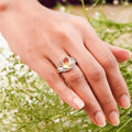 3.68 Ct Oval Yellow Citrine and White Topaz Prong Silver Statement Ring by Fine Color Jewels