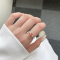 3.71 Ct Square Lab Created Peach Sapphire and Moissanite Prong Silver Three Stone Ring by Fine Color Jewels