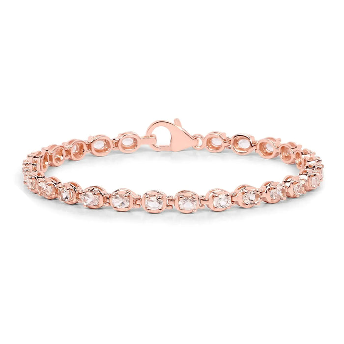 3.75 Ct Round Pink Morganite Bezel Rose Gold Over Silver Inline Tennis Bracelet by Fine Color Jewels