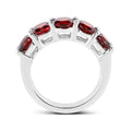 3.75 Ct Round Red Garnet Prong Silver 5 Stone Ring by Fine Color Jewels
