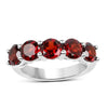 3.75 Ct Round Red Garnet Prong Silver 5 Stone Ring