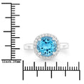 3.75 Ct Round Swiss Blue Topaz and Lab Diamond Prong Silver Halo Ring by Fine Color Jewels