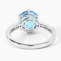 3.75 Ct Round Swiss Blue Topaz and Lab Diamond Prong Silver Pave Bridge Ring by Fine Color Jewels