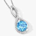 3.75 Ct Round Swiss Blue Topaz & Lab Diamond Prong Silver Crossover Pendant Necklace by Fine Color Jewels
