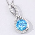 3.75 Ct Round Swiss Blue Topaz & Lab Diamond Prong Silver Crossover Pendant Necklace by Fine Color Jewels