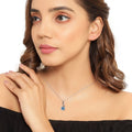 3.75 Ct Round Swiss Blue Topaz & Lab Diamond Prong Silver Crossover Pendant Necklace by Fine Color Jewels
