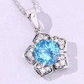 3.75 Ct Round Swiss Blue Topaz & Lab Diamond Prong Silver Star Shape Pendant Necklace by Fine Color Jewels