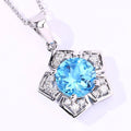 3.75 Ct Round Swiss Blue Topaz & Lab Diamond Prong Silver Star Shape Pendant Necklace by Fine Color Jewels