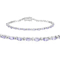 3.78 Ct Marquise Violet Tanzanite Prong Sterling Silver Tennis Bracelet by Fine Color Jewels