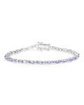 3.78 Ct Marquise Violet Tanzanite Prong Sterling Silver Tennis Bracelet by Fine Color Jewels