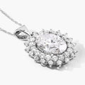 3.79 Ct Oval Lab Grown Diamond Prong Platinum Oval Floral Halo Bridal Pendant by Fine Color Jewels