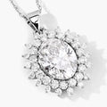 3.79 Ct Oval Lab Grown Diamond Prong Platinum Oval Floral Halo Bridal Pendant by Fine Color Jewels