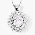 3.79 Ct Oval Lab Grown Diamond Prong Platinum Oval Floral Halo Bridal Pendant by Fine Color Jewels