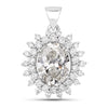3.79 Ct Oval Lab Grown Diamond Prong Platinum Oval Floral Halo Bridal Pendant