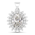 3.79 Ct Oval Lab Grown Diamond Prong Platinum Oval Floral Halo Bridal Pendant by Fine Color Jewels