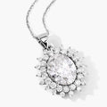 3.79 Ct Oval Lab Grown Diamond Prong Platinum Oval Floral Halo Bridal Pendant by Fine Color Jewels