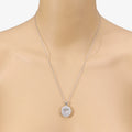3.79 Ct Oval Lab Grown Diamond Prong Platinum Oval Floral Halo Bridal Pendant by Fine Color Jewels