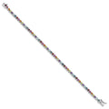 3.79 Ct Round Multicolor Multi-Gemstone Prong Sterling Silver Tennis Bracelet by Fine Color Jewels