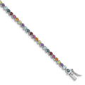 3.79 Ct Round Multicolor Multi-Gemstone Prong Sterling Silver Tennis Bracelet by Fine Color Jewels