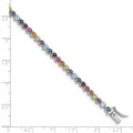 3.79 Ct Round Multicolor Multi-Gemstone Prong Sterling Silver Tennis Bracelet by Fine Color Jewels
