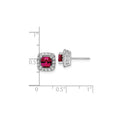 3/8 ct Lab Diamond and Created Ruby Halo Post Earrings 14k White Gold by Fine Color Jewels