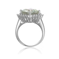 3.80 Ct Cushion Green Amethyst Prong Silver Halo Floral Ring by Fine Color Jewels