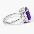 3.80 Ct Octagon Purple Amethyst and Lab Diamond Prong Silver Halo Ring by Fine Color Jewels