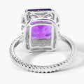 3.80 Ct Octagon Purple Amethyst and Lab Diamond Prong Silver Halo Ring by Fine Color Jewels