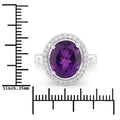 3.80 Ct Oval Purple Amethyst and Lab Diamond Prong Silver Halo Bridge Ring by Fine Color Jewels