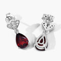 3.80 Ct Pear Red Mozambique Garnet & Lab Diamond Prong Silver Teardrop Dangle Earrings by Fine Color Jewels