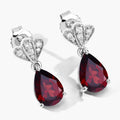 3.80 Ct Pear Red Mozambique Garnet & Lab Diamond Prong Silver Teardrop Dangle Earrings by Fine Color Jewels