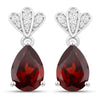 3.80 Ct Pear Red Mozambique Garnet & Lab Diamond Prong Silver Teardrop Dangle Earrings