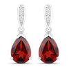 3.80 Ct Pear Red Mozambique Garnet & Lab Diamond V-Prong Silver Teardrop Dangle Earrings