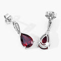 3.80 Ct Pear Red Mozambique Garnet & Lab Diamond V-Prong Silver Teardrop Dangle Earrings by Fine Color Jewels