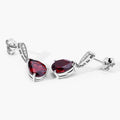 3.80 Ct Pear Red Mozambique Garnet & Lab Diamond V-Prong Silver Teardrop Dangle Earrings by Fine Color Jewels