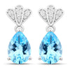 3.80 Ct Pear Swiss Blue Topaz & Lab Diamond Prong Silver Teardrop Dangle Earrings
