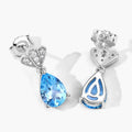 3.80 Ct Pear Swiss Blue Topaz & Lab Diamond Prong Silver Teardrop Dangle Earrings by Fine Color Jewels
