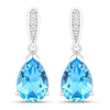 3.80 Ct Pear Swiss Blue Topaz & Lab Diamond V-Prong Silver Teardrop Dangle Earrings