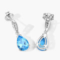 3.80 Ct Pear Swiss Blue Topaz & Lab Diamond V-Prong Silver Teardrop Dangle Earrings by Fine Color Jewels