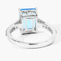 3.89 Ct Octagon Swiss Blue Topaz & Lab Diamond Prong Silver Pave Bridge Ring by Fine Color Jewels