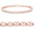 3.90 Ct Oval Pink Morganite Prong 14K Rose Gold Plated Silver Tennis Bracelet by Fine Color Jewels